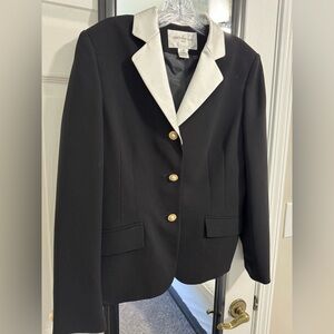 Jones New York Black and White Blazer with Gold Buttons